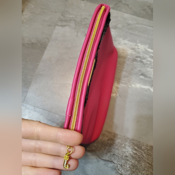 NWOT Juicy Couture small zip makeup/cosmetic bag. Hot pink, black. Sequin. - Picture 5 of 9